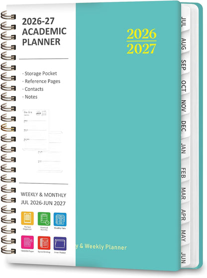 Planner 2026-2027, Weekly and Monthly Calendar Planner, JUL 2026 - JUN 2027 | A5(6.3'' x 8.5''), Hardcover, Agenda Book, Sprial Bound, Inner Pocket, Office and School Use