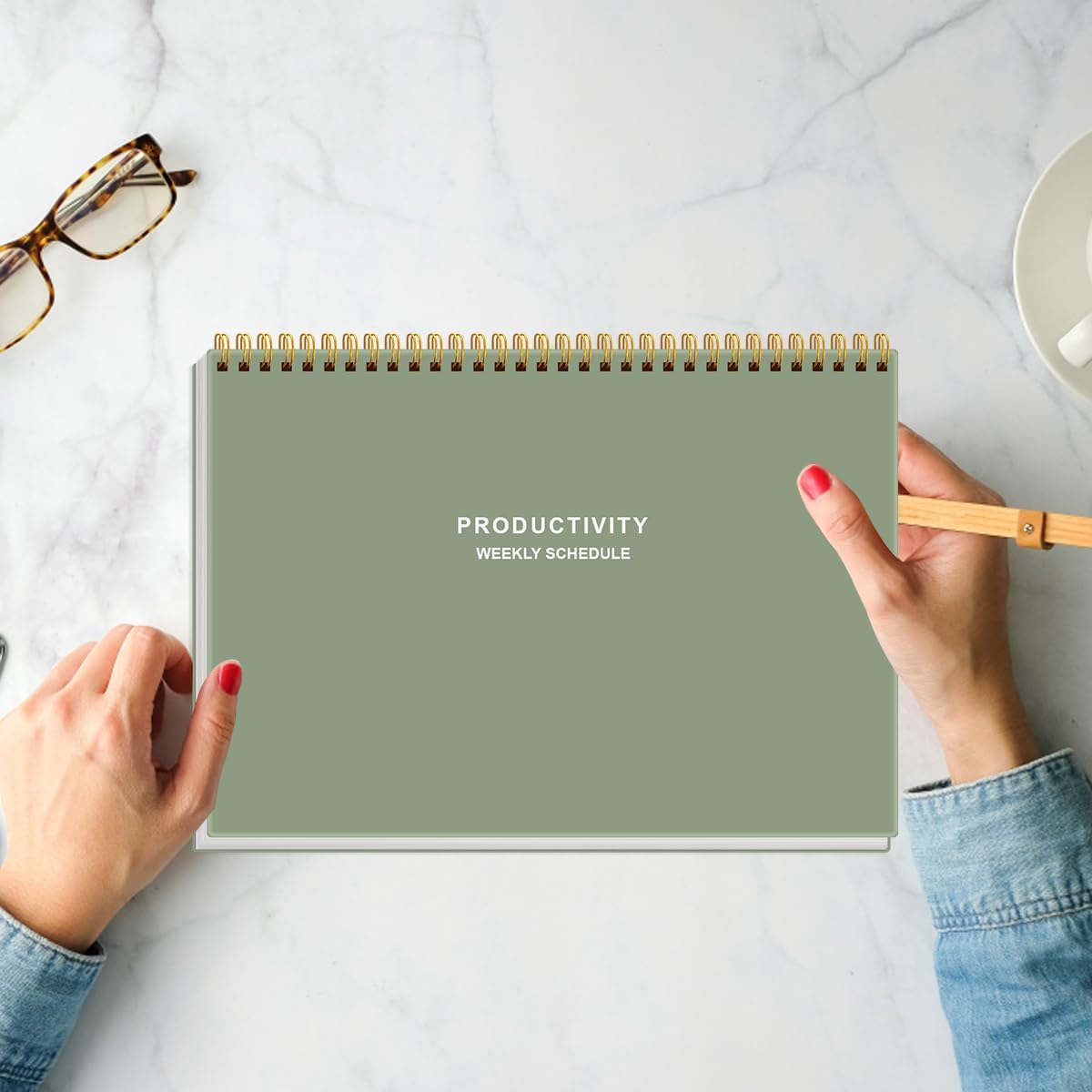 Weekly Productivity Planner - 8" x 11" Dashboard Desk Pad/Planner, Habit Tracker, Spiral Undated Weekly Planner for Office/School/Home, 54 Weeks, Grey