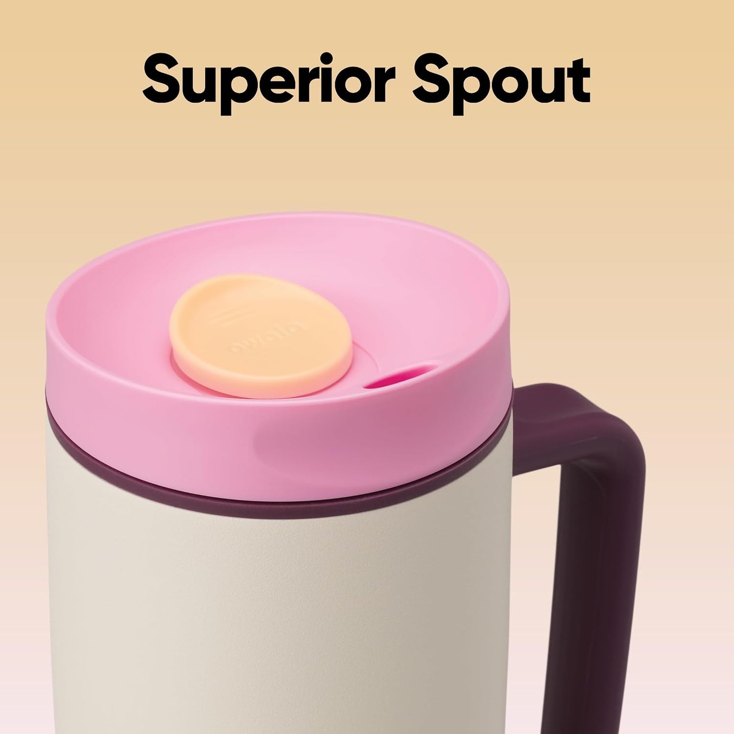 Owala SmoothSip Slider Insulated Stainless Steel Coffee Tumbler, Reusable Iced Coffee Cup, Hot Coffee Travel Mug, BPA Free 12 oz, Pink (Pucker Up)