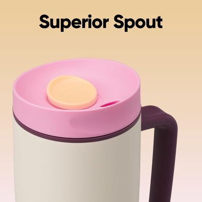 Owala SmoothSip Slider Insulated Stainless Steel Coffee Tumbler, Reusable Iced Coffee Cup, Hot Coffee Travel Mug, BPA Free 12 oz, Pink (Pucker Up)