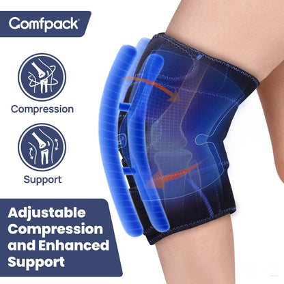 Comfpack Compression Knee Ice Pack Wrap for Sports Injuries, Large Knee Brace with Ice Pack for Swelling and Recovery Support, Sprains, Meniscus Tear, Osteoarthritis, ACL