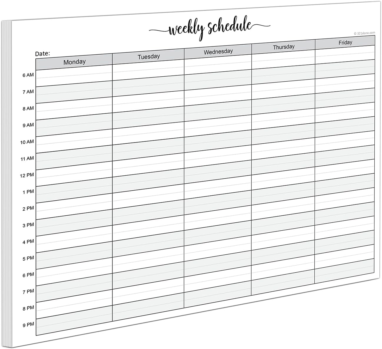 321Done Weekly Schedule Planning Notepad - 50 Sheets 11x17 Size - Mon-Sun Hourly Appointment Productivity Weekly Planner Tear-Off Note Pad, Made in USA
