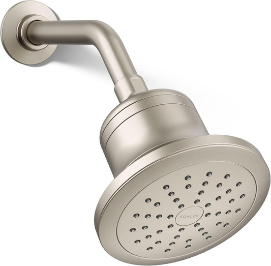 KOHLER 33631-Y-BN Cinq Round Single-Function Filtered Showerhead, Five-Layer Filtration, 2.5 GPM, Full Coverage Spray, Premium Durable Material, Vibrant Brushed Nickel