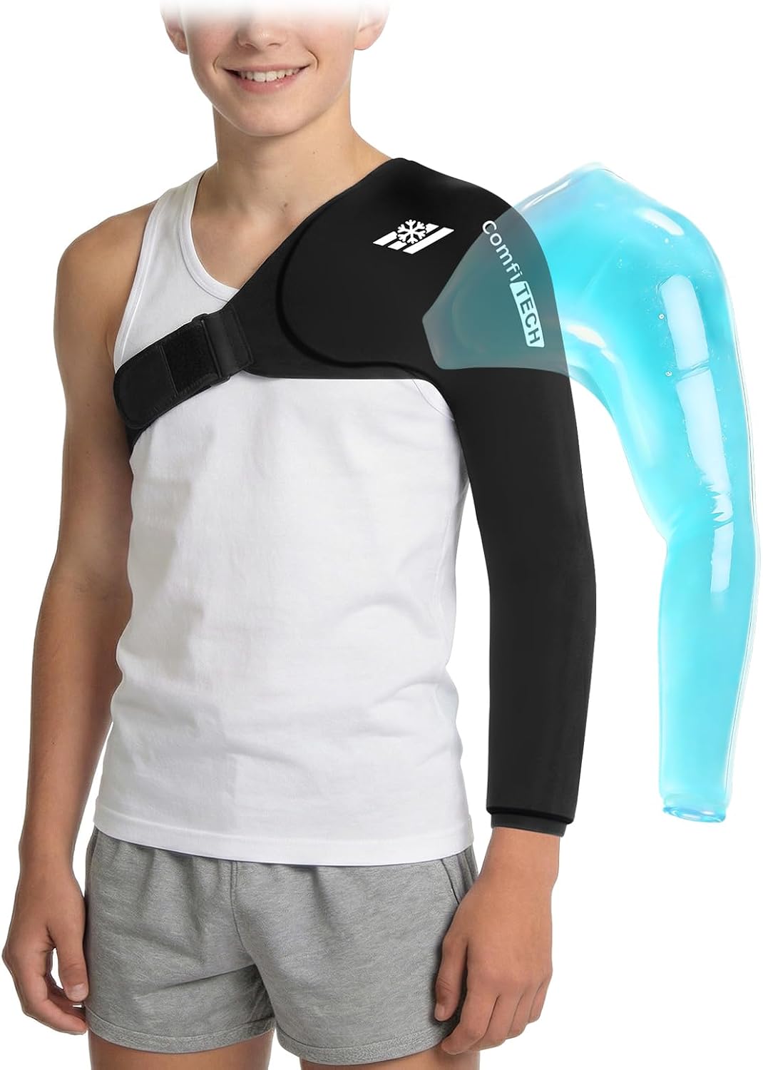 ComfiTECH Shoulder Arm Ice Pack Wrap for Pitchers & Volleyball Players, Reusable Ice Pack for Shoulder & Elbow & Arm Cooling, Adjustable Ice Arm Sleeve for Post-Training Recovery & Muscle Comfort, S