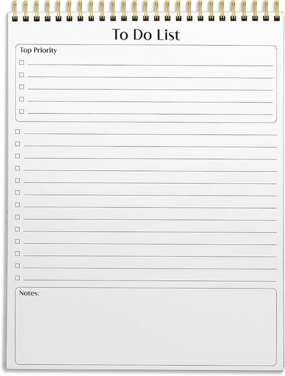 Better Office Products To Do List Notepad, 8.5" x 11", Planning Note Pad, 50 Sheets, Double Wire Spiral, Daily Agenda Productivity Checklist Organizer,(3 Pack)