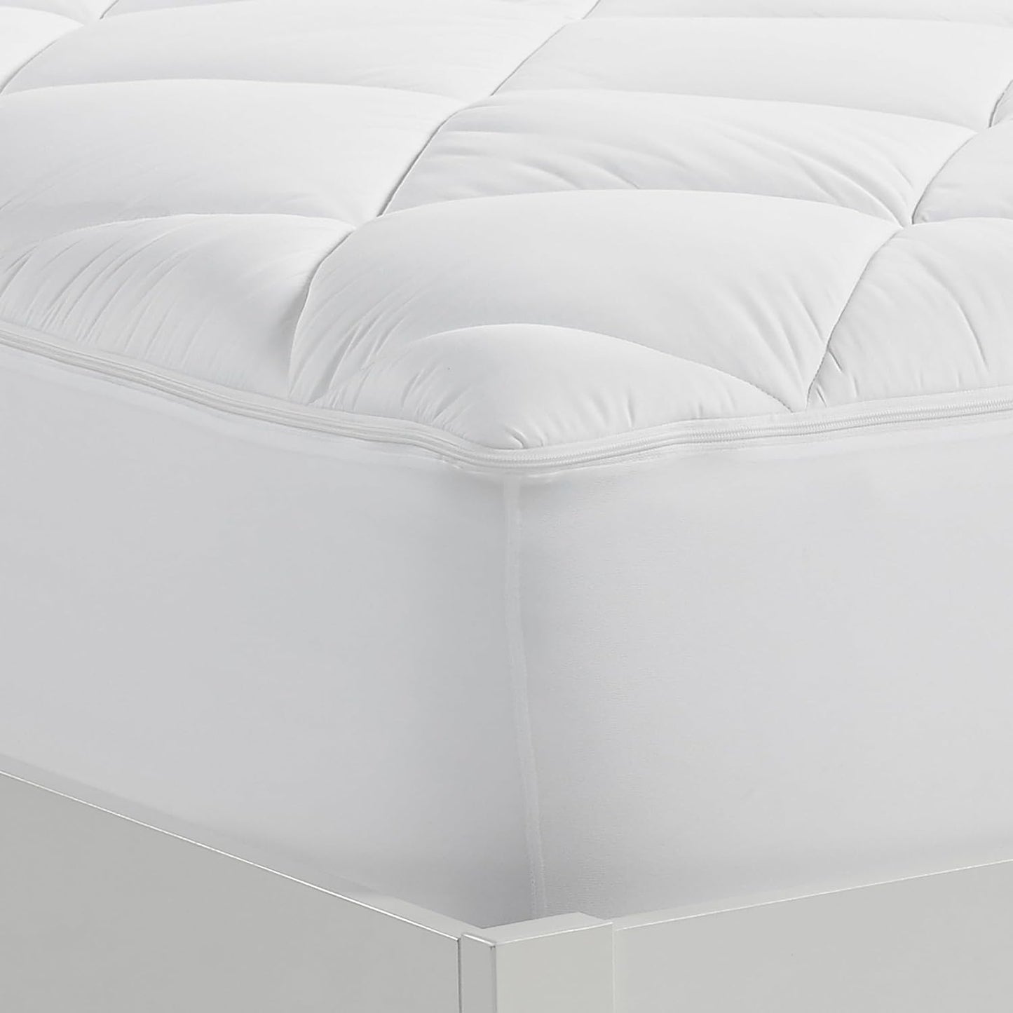 Serta Luxury Firm 100% Cotton Quilted Mattress Pad with Cooling Fiber Fill, King, White