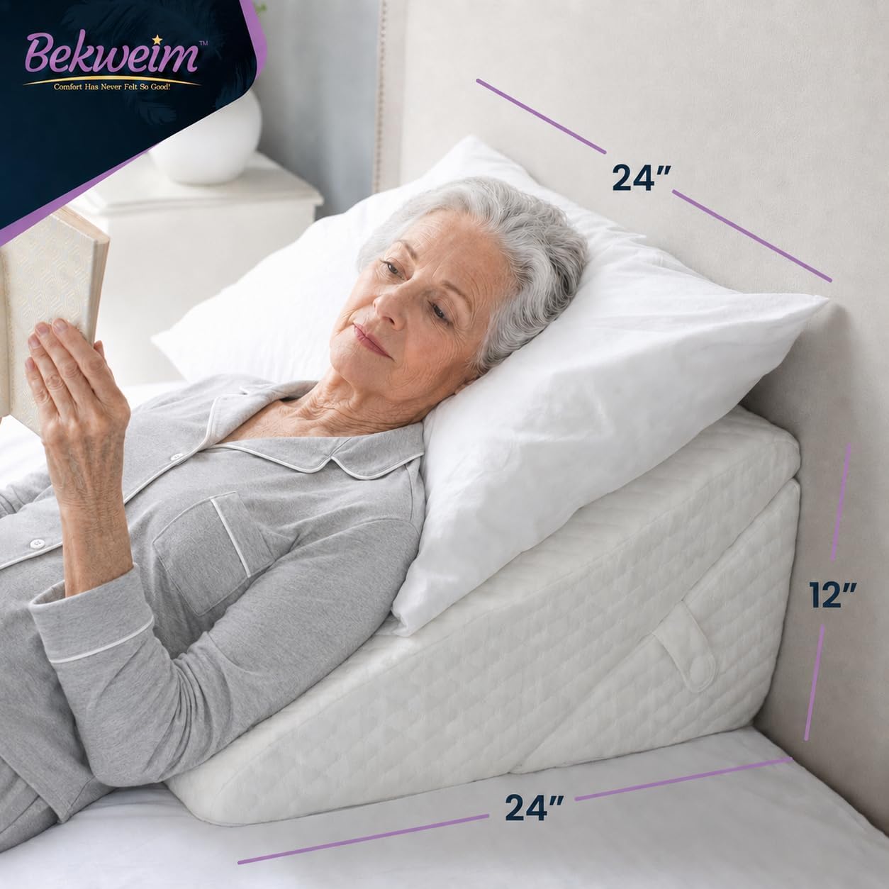 Wedge Pillow for Sleep Apnea, 12 Inch Adjustable Height Bed Wedge Pillow for Chronic Pain, Handicapped Individuals, and Long Term Care and Positioning