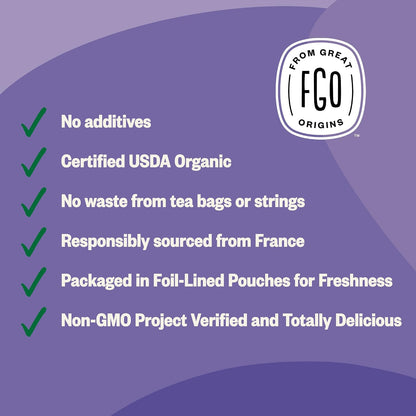 FGO Organic Dried Lavender Flowers, Extra Grade Dried Buds, Imported from France for Culinary or Sachet Bags, 4oz, Packaging May Vary (Pack of 1)