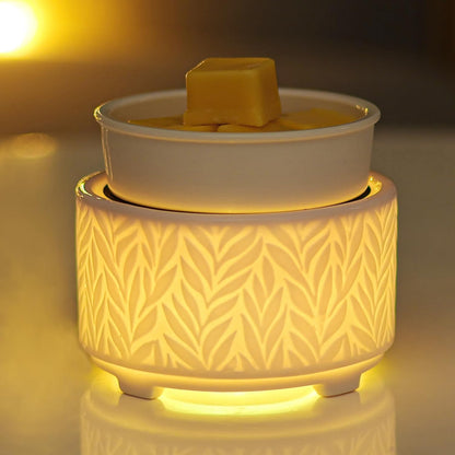 EQUSUPRO Wax Melt Warmer for Scented Wax Melts 3-in-1 Electric Ceramic Candle Wax Warmer Burner Fragrance Wax Melter for Home Office Bedroom Gift & Decor (Leaf)