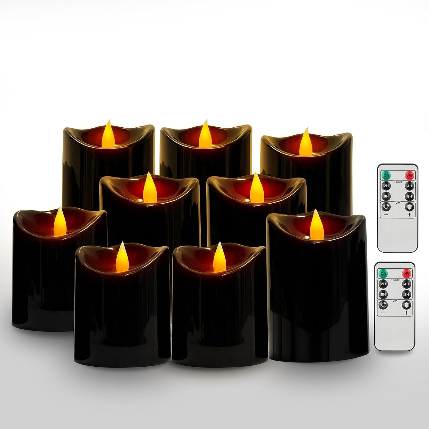 antizer Flameless Candles Led Candles Pack of 9 (H 4" 5" 6" 7" 8" 9" x D 2.2") Real Wax Battery Candles with Remote Timer for Home Fireplace Decor Wedding Festival Decor (Ivory 9 Pack)
