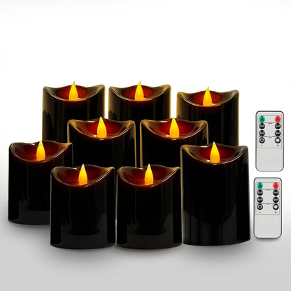 antizer Flameless Candles Led Candles Pack of 9 (H 4" 5" 6" 7" 8" 9" x D 2.2") Real Wax Battery Candles with Remote Timer for Home Fireplace Decor Wedding Festival Decor (Ivory 9 Pack)