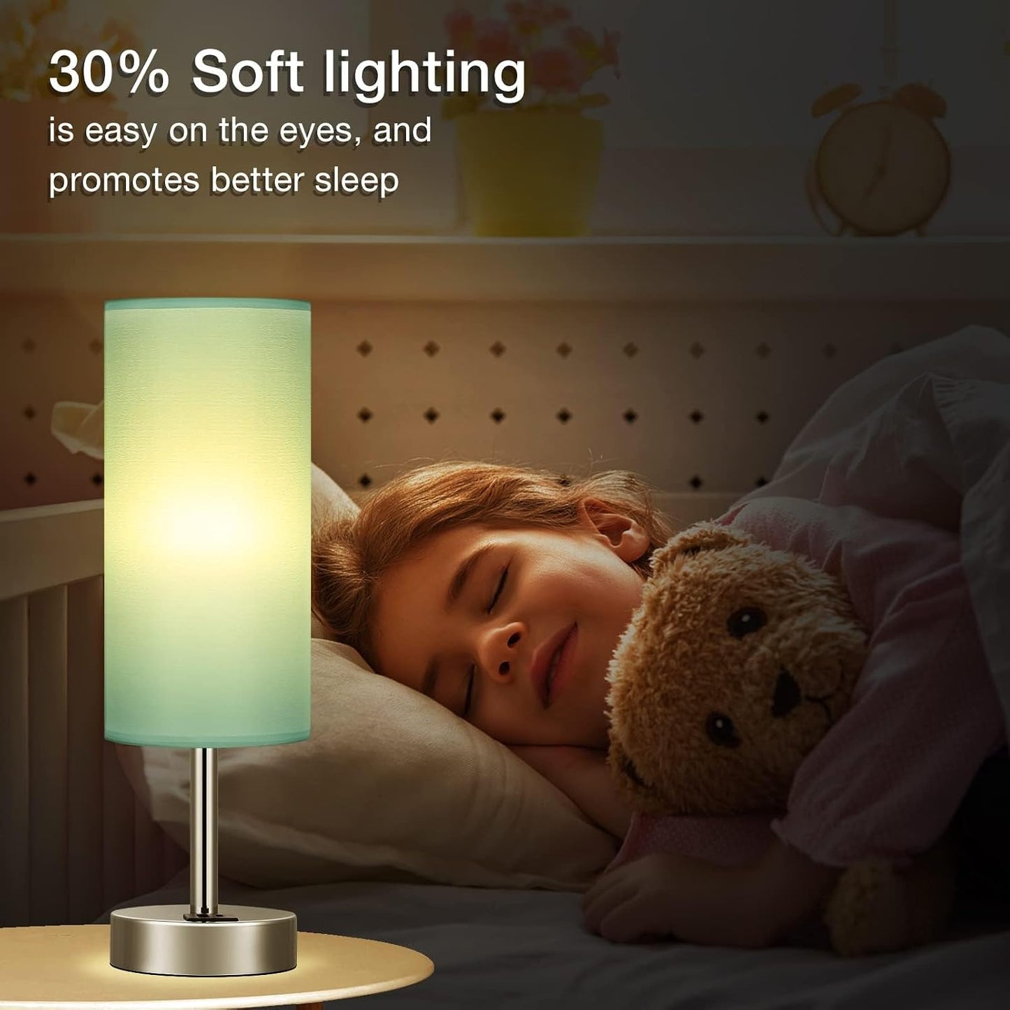 Dicoool Touch Table Lamp for Bedroom, 3 Way Dimmable Bedside Lamp with USB C & A Charging Ports - Small Desk Lamp for Dorm Room, College, Kids, Office, Living Room, White