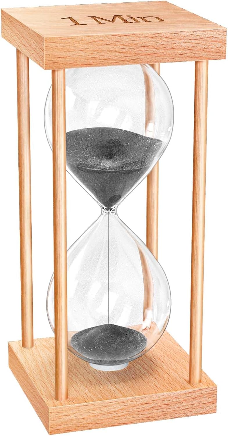 60 Minute Sand Timer, 60 Min Wood Small Hourglass Timer, Blue Sand Clock, One Hour Wooden Hour Glass for Classroom, Sandglass, Reloj De Arena Decorativo, Home, Office, Game, Gift