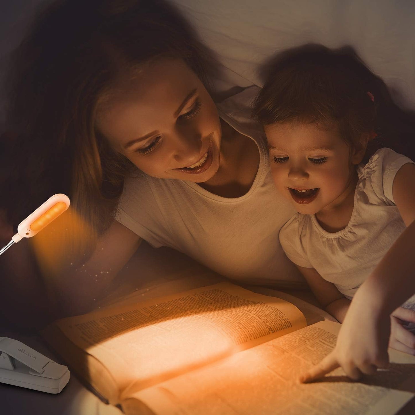 VAVOFO Amber Rechargeable Reading Light, Blue Light Blocking Book Light, 7 LEDs Eye Care 9 Colors 9 Brightness Clip On for Kids Bookworms Reading in Bed with Power Indicator Lasting 70h (Black)