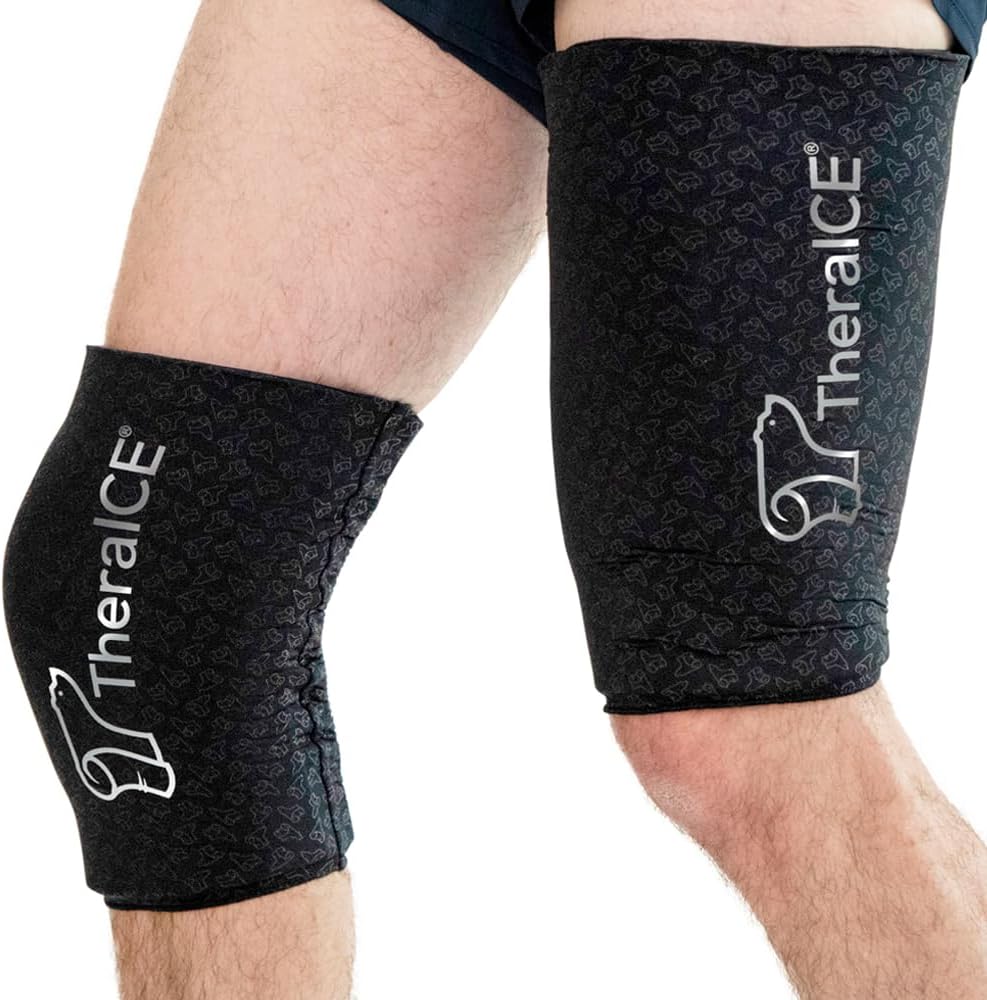 TheraICE Knee Ice Pack Wrap Compression Sleeve for Injuries | Reusable Gel Cold Packs Brace Plus Cold Wrap Recovery for Meniscus Tear, ACL Post Surgery, MCL Pain Relief Without Machine | Women & Men