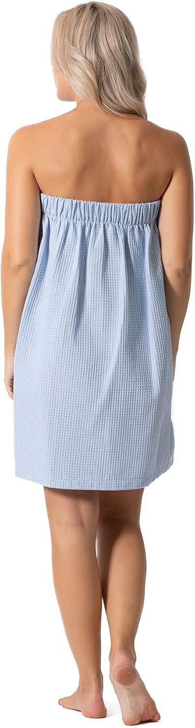 Turkish Linen Women’s Waffle Spa Body Wrap with Adjustable Closure