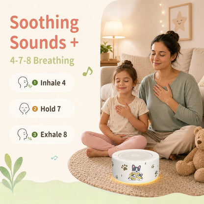 Kipcush White Noise Machine for Baby & Adults, 30 Soothing Sounds, Soft Non-Glare Nursery Lamp, 8 Color Night Lights, Memory Function (Angel V1 White, Standard)