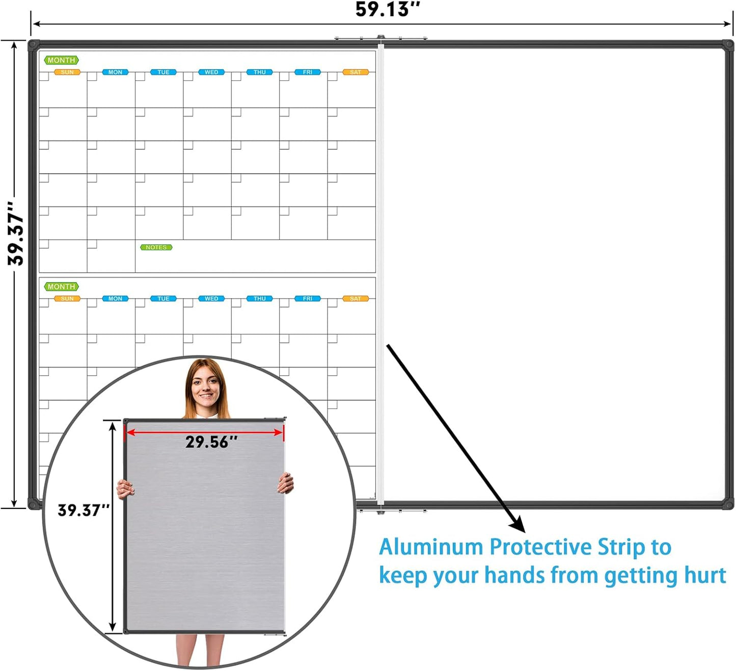 JILoffice Magnetic Dry Erase Calendar Whiteboard, 24" x 18" Monthly Board