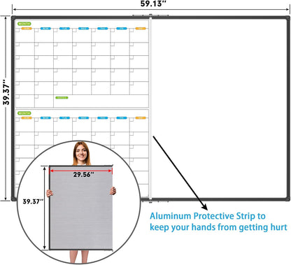JILoffice Magnetic Dry Erase Calendar Whiteboard, 24" x 18" Monthly Board