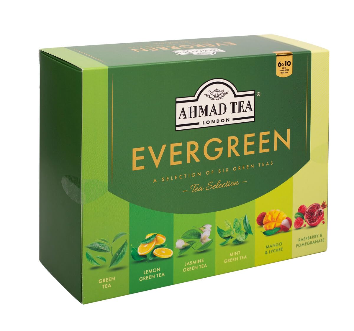 Ahmad Tea Variety Gift Box, 60 Foil Enveloped Teabags, Twelve Teas, 1 Count