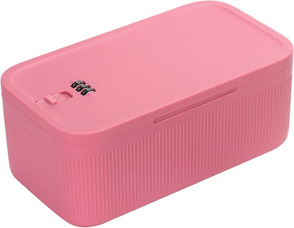 Lockable Storage Box,Medicine Lock Box Travel Case,Refrigerator Bin Container for Food,Medicines,Snacks,Locking Mobile Cell Phone Device Jail,Lockbox for Office,Home,School,Father Gift (Navy Small)
