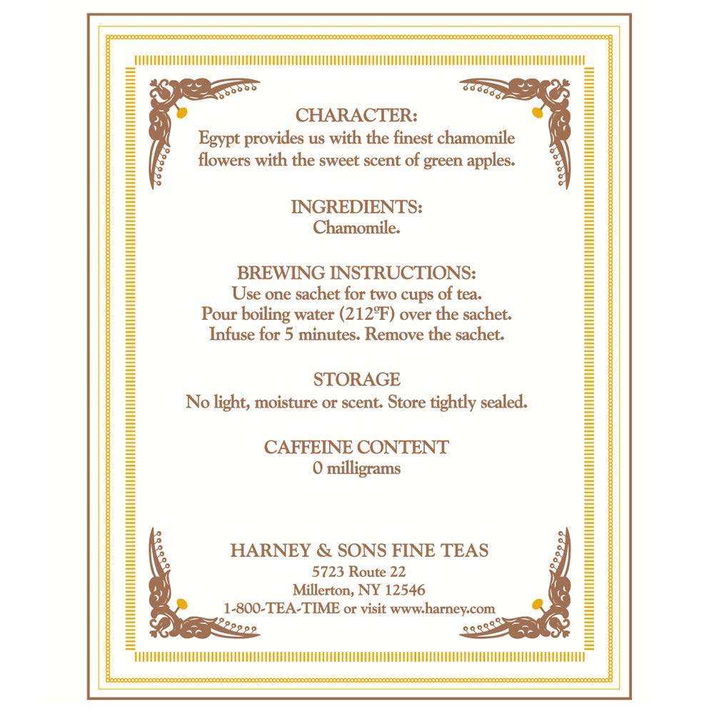 Harney & Sons Chamomile Herbal Tea, 20 Sachets in Tin | Egyptian chamomile flower herbal tea. Naturally caffeine free.