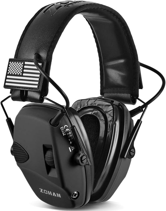 ZOHAN Electronic Shooting Earmuffs Built in Ambient Sound Amplifier, Hearing Protection for Shooters, NRR 23dB Noise Reduction, Ideal Gun Range Ear Protection Headphones for Hunting-Black&Purple