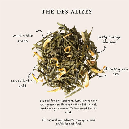 Palais des Thés - Alizes Winds - Peach Green Tea - 3.5 oz Loose Leaf Tin