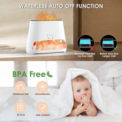 SALKING 2-in-1 Ultrasonic Essential Oil Diffuser & Himalayan Salt Lamp, Aromatherapy Diffuser Cool Mist Humidifier with 3 Brightness, Salt Therapy Lamp, 100% Pure Himalayan Salt Rock, 150ml (Marble)