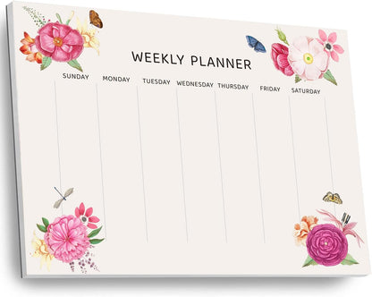 Undated Weekly Planner Notepad, 52 Sheet Tear-Off Weekly To Do List Notepad, Desk Planner Pad Calendar, Blank Calendar for Daily Habit Tracking/Menu Planning(8.26"x11,69")