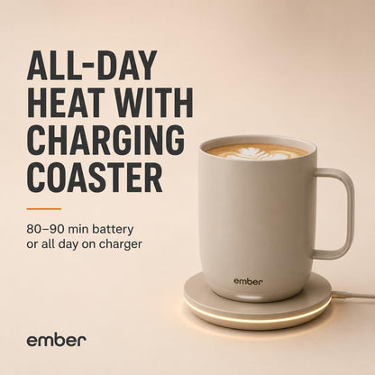 Ember Temperature Control Smart Mug 2, 14 Oz, App-Controlled Heated Coffee Mug with 80 Min Battery Life and Improved Design, Black