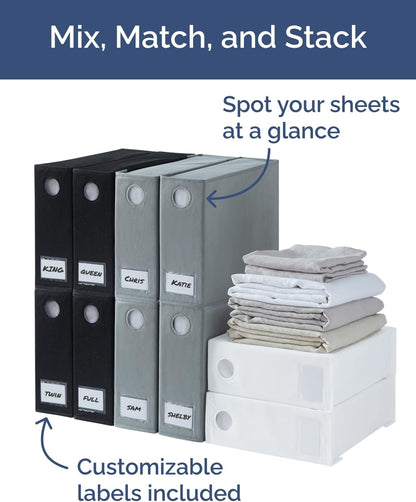 Sheet Organizers - Foldable Sheets Set Organizer - King/Queen - Grey