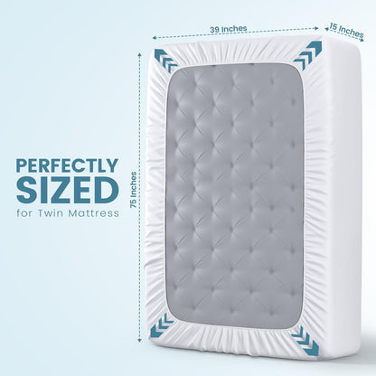 Queen Size Mattress Protector Waterproof, Premium 200 GSM Terry Mattress Cover, Soft & Breathable Bed Cover, Fitted Sheet Style Stretchable Deep Pockets 17" by Utopia Bedding (White)