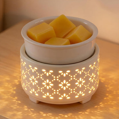 EQUSUPRO Wax Melt Warmer for Scented Wax Melts 3-in-1 Electric Ceramic Candle Wax Warmer Burner Fragrance Wax Melter for Home Office Bedroom Gift & Decor (Leaf)