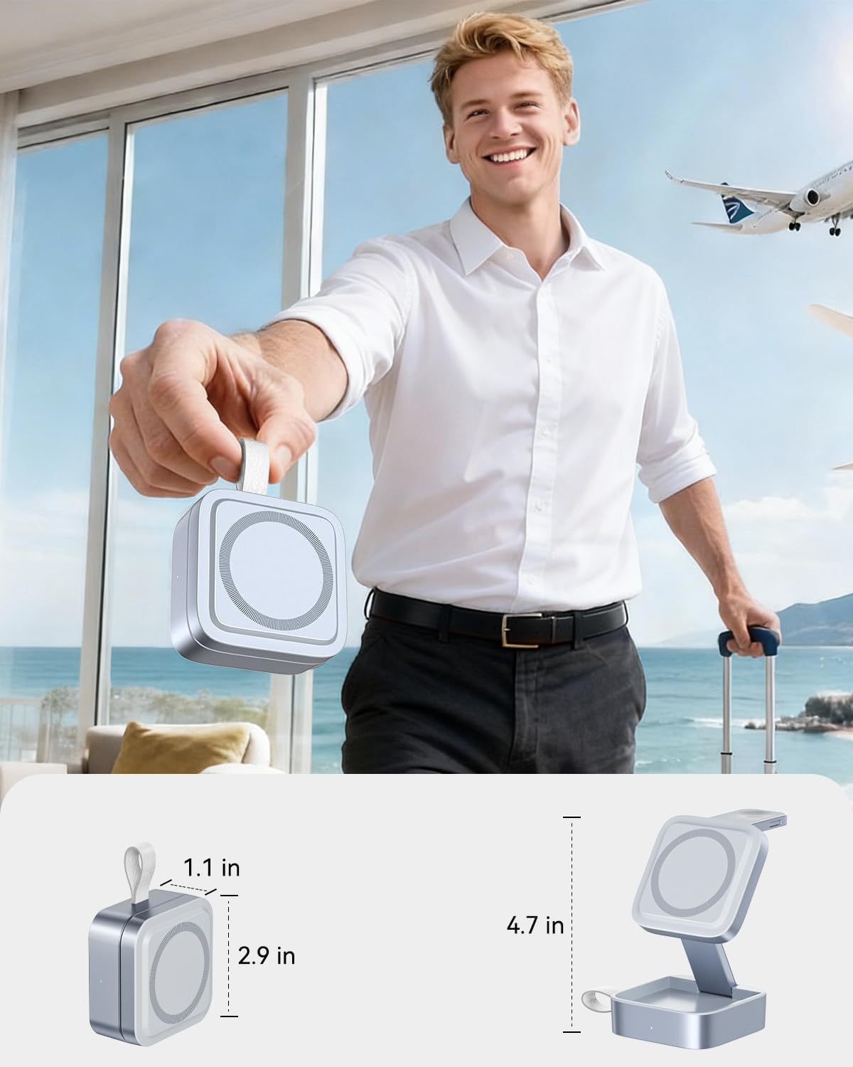 3 in 1 Wireless Charging Station for Apple Devices, Magnetic Foldable Travel Fast Charger Stand Compatible with MagSafe for iPhone 18/Air/17/16/15/14/13/12 Series, Apple Watch & AirPods Pro/4/3/2