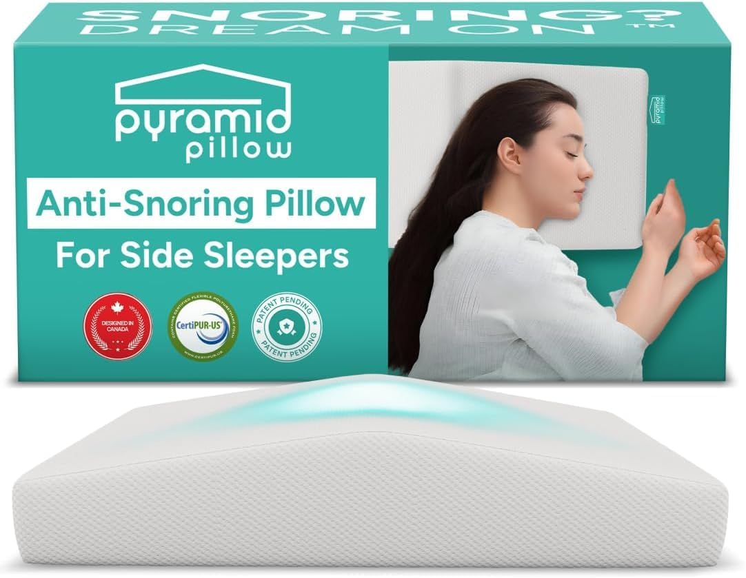 The Original Anti Snoring Pillow for Side Sleepers - Snoring Solution and Remedy - Inclined Memory Foam Pillow for Airway Support, Anti Snore Pillow with Removable Washable Cover