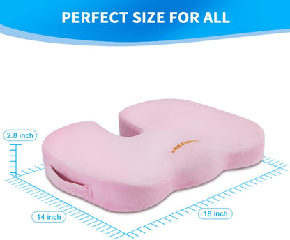 SAIREIDER Office Chair Cushion, Car Seat Cushion, Memory Foam Coccyx Cushion Pads for Tailbone Pain, Sciatica Relief Pillow, Correct Sitting Posture (Black)