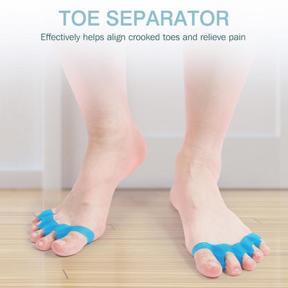 KTSAY Toe Spacers for Women & Men - Silicone Toe Separators for Bunion Relief, Hammer Toe, Plantar Fasciitis & Pedicures（2pcs,Blue）