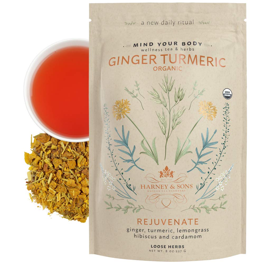 Harney & Sons Organic Ginger Turmeric Herbal Tea, Loose Leaf, 8 oz