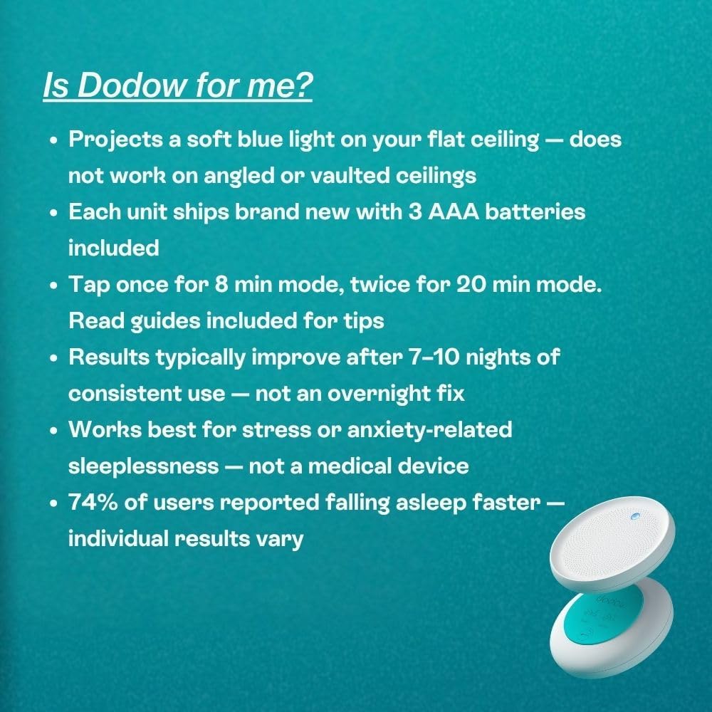 Dodow Sleep Aid Device — Fall Asleep Faster with Guided Breathing Light and Nightly Practice | Guides Included in Package | 8 & 20 Min Modes