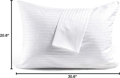 FAUNNA 600TC 100% Cotton Pillow Protectors, Standard Size (20x26), 4 Pack, Oeko-TEX Certified, Hotel Grade Pillow Cover with Silent Zipper, Zip Up Pillow Cases, White