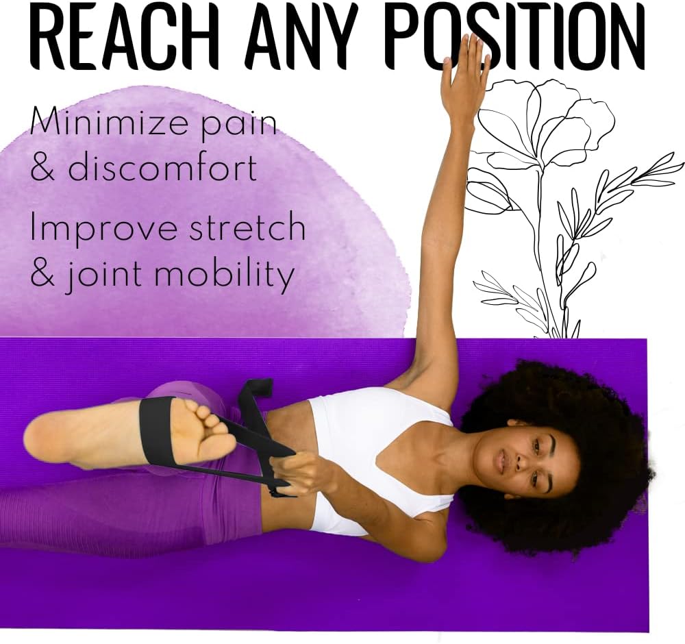 TECEUM 2 IN 1 Yoga & Mat Strap for Stretching – Cotton – 6/8/10 ft