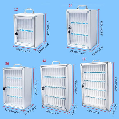 Large Capacity Wall Mounted Phone Storage Cabinet 48/60 Slots Aluminum Alloy with Handle Portable Charging Station for Home & Office Use,12 (EU)