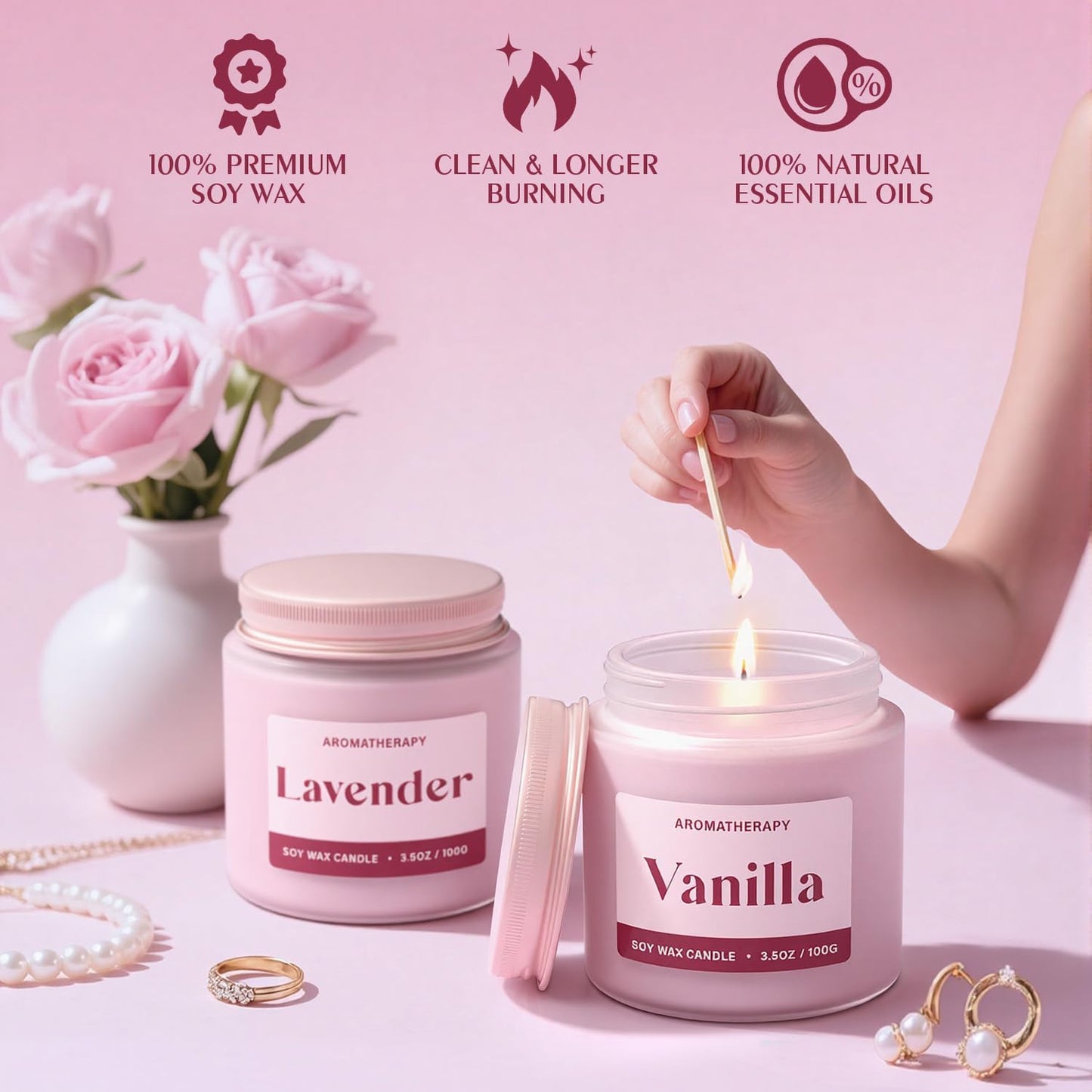 Scented Candle Gift Set, Soy Candles for Women, Sleep Candles for Home Scented, 2 Pack Aromatherapy Candle for Relaxing, Sleep, Stress Relief & Home Decor