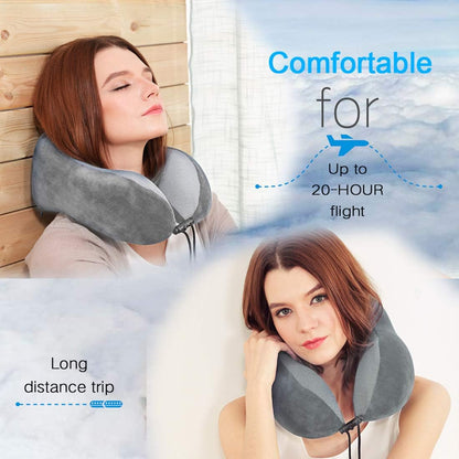 TALLGO Travel Pillow, Best Memory Foam Neck Pillow Head Support Soft Pillow for Sleeping Rest, Airplane Car & Home Use (Black)