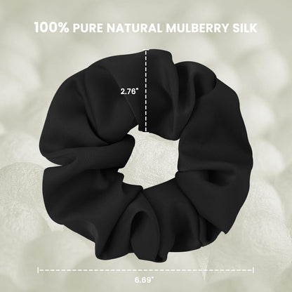 100% Mulberry Silk Scrunchies for Women, Oversized XL Hair Tie for Sleeping, Curly Thick or Thin Hair, No Damage Soft Silk Hair Accessory