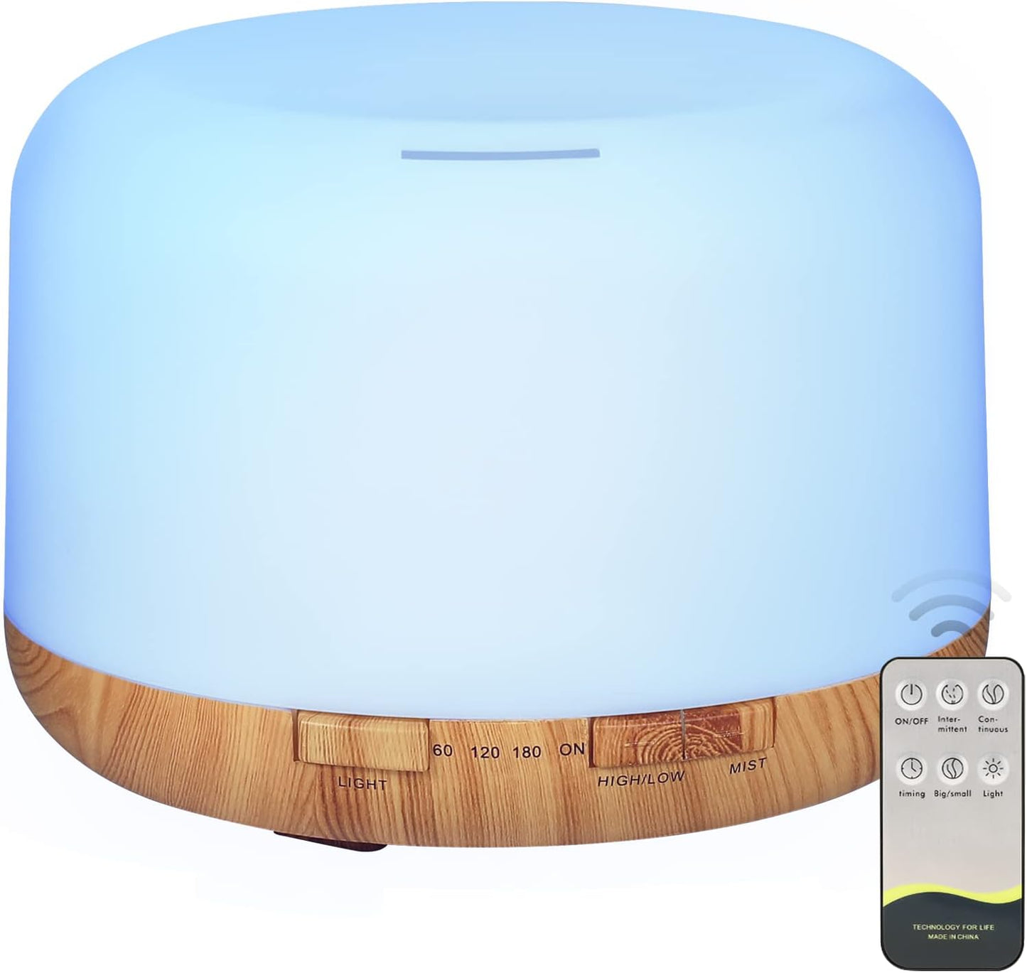SACATR 500ml Essential Oil Diffuser with 15 Essential Oils, Ultrasonic Cool Mist Humidifier, Remote Control, 4 Timers, 15 Color Lights, Auto Shut-Off