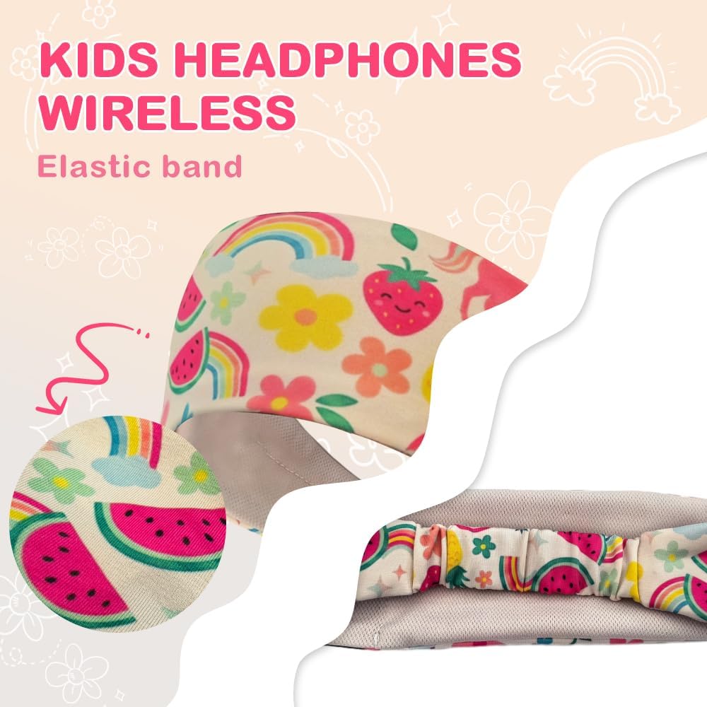 Kids Bluetooth 5.4 Headband Headphones, Adjustable Toddler Sports Headband Earphones with Mic, Soft Wireless Sleep Headphones for Baby Kids Travel Plane School Tablet Workout(Green)