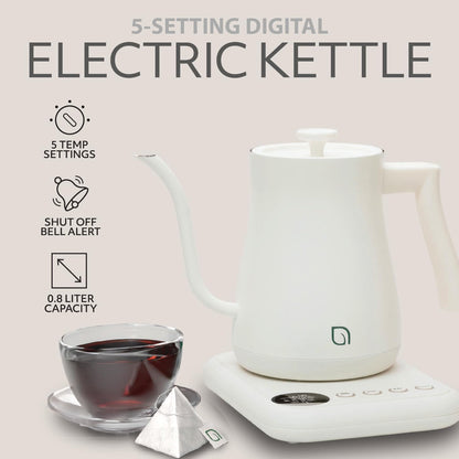 WILLOW ECO SERIES Gooseneck Electric Kettle with 5 Temperature Presets and Keep Warm Feature, 0.8L Pour Over Kettle for Coffee & Tea 1200W Quick Heating with 100% Stainless Steel Interior Water Heater