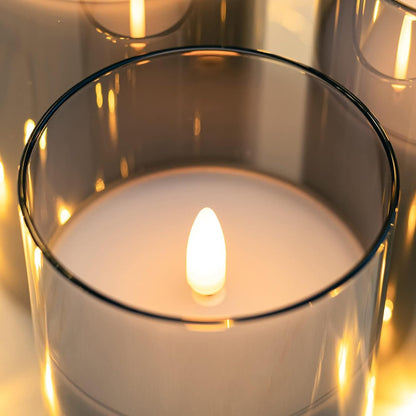 ANGELLOONG Flickering Flameless Candles, Realistic Battery Operated Candles with Remote and Timer, Set of 3 LED Candles for Fall Room Home Wedding Decor Centerpieces Table Party Christmas Decorations
